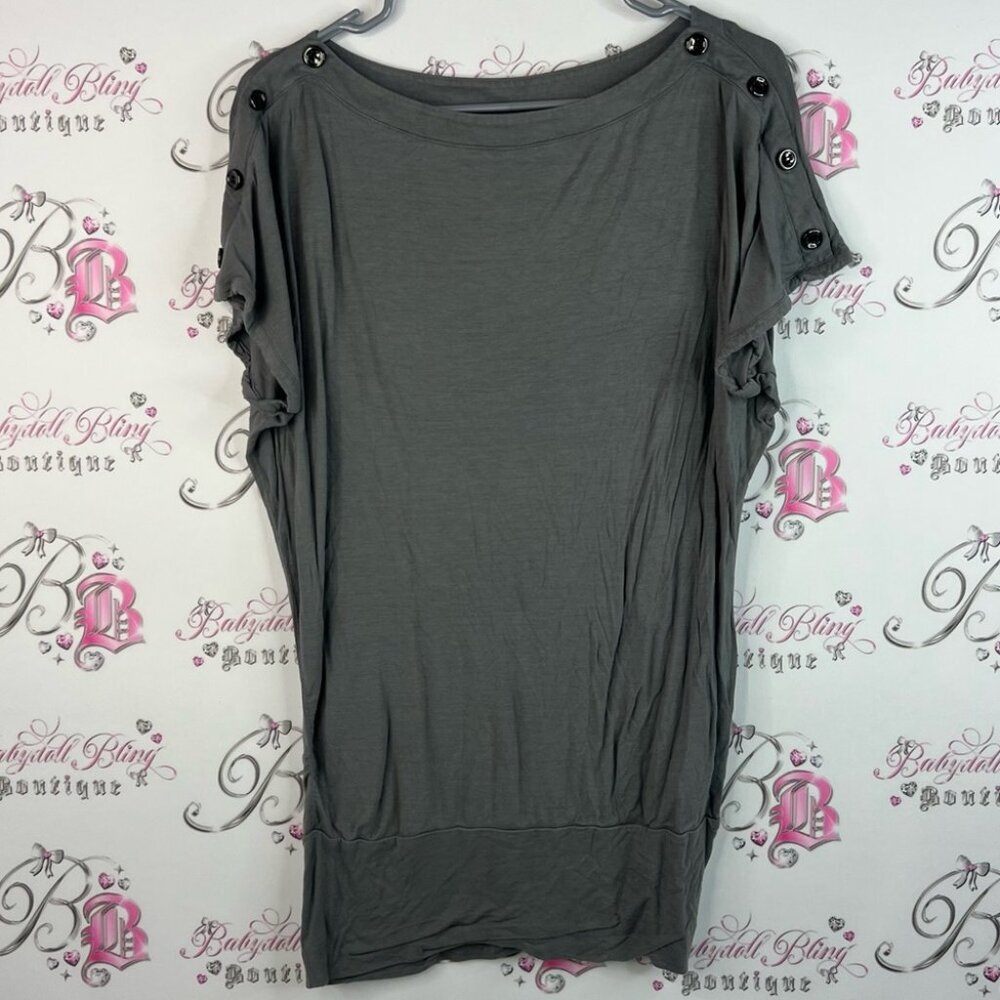MEXX metropolitan shirt tshirt Top button detail sleeve grey gray comfy flowy